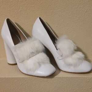 Donald J. Pliner White Heals Wirh Real Rabbit Fur Heels